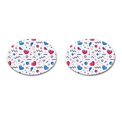 Hearts-seamless-pattern-memphis-style Cufflinks (oval)