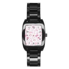 Cute-girly-seamless-pattern Stainless Steel Barrel Watch