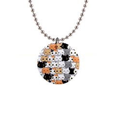 Cute-cat-kitten-cartoon-doodle-seamless-pattern 1  Button Necklace