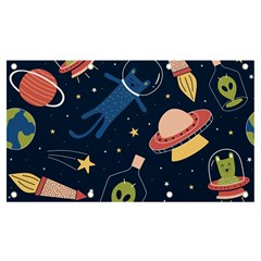 Seamless Pattern With Funny Alien Cat Galaxy Banner And Sign 7  X 4  by Wegoenart