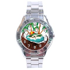 Coconut And Holiday Beach Food Stainless Steel Analogue Watch