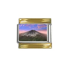 Mount Mountain Fuji Japan Volcano Mountains Gold Trim Italian Charm (9mm)