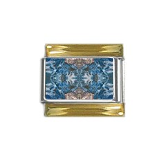 Turquoise Symmetry Gold Trim Italian Charm (9mm)