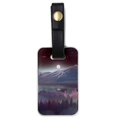 Mountains Nature Forest Moon Landscape Moonlight Luggage Tag (one Side) by Pakemis