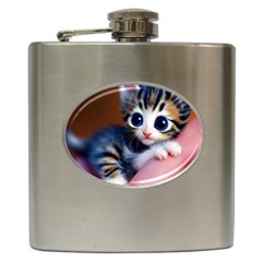 Cute Kitten Kitten Animal Wildlife 3d Hip Flask (6 Oz) by Pakemis