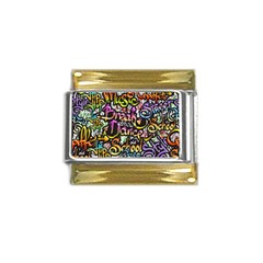 Graffiti Word Seamless Pattern Gold Trim Italian Charm (9mm)