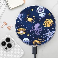 Marine Seamless Pattern Thin Line Memphis Style Wireless Charger by Pakemis