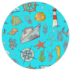 Colored-sketched-sea-elements-pattern-background-sea-life-animals-illustration Round Trivet