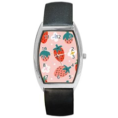 Strawberry-seamless-pattern Barrel Style Metal Watch by Pakemis