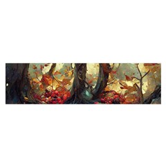 Abstract Texture Forest Trees Fruits Nature Leaves Oblong Satin Scarf (16  X 60 ) by Pakemis