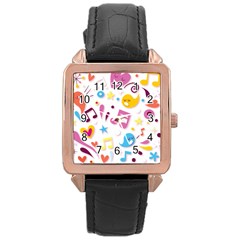 Love Cute Cartoon Seamless Shading Rose Gold Leather Watch 