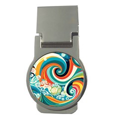 Wave Waves Ocean Sea Abstract Whimsical Money Clips (round) 