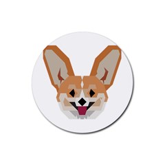 Cardigan Corgi Face Rubber Round Coaster (4 Pack) by wagnerps