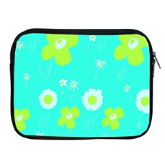 Daisy Flowers Lime Green White Turquoise  Apple Ipad 2/3/4 Zipper Cases by Mazipoodles