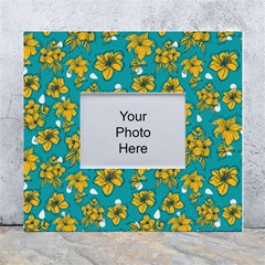 Turquoise And Yellow Floral White Wall Photo Frame 5  X 7  by fructosebat