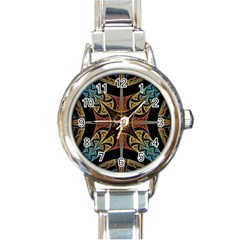 Abstract, Pattern Arabesque Design Tile Decoration Seamless Round Italian Charm Watch