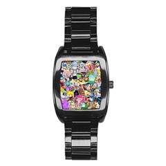 Assorted Cartoon Characters Doodle  Style Heroes Stainless Steel Barrel Watch