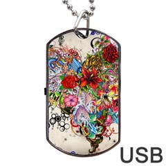 Romantic Cotton Pattern Wallpaper Texture Design Art Dog Tag Usb Flash (one Side)