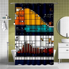 Abstract Statistics Rectangles Classification Shower Curtain 48  X 72  (small)  by Pakemis