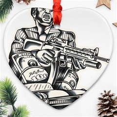 Scarface Movie Traditional Tattoo Heart Ornament (two Sides) by tradlinestyle