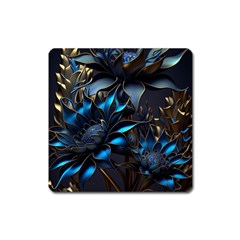 Flower Metal Flowers Sculpture Square Magnet by Ravend