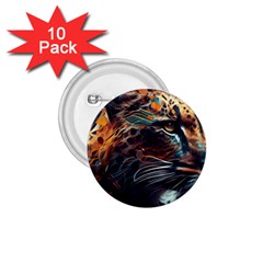 Leopard Feline Artwork Art Fantasy 1 75  Buttons (10 Pack) by Ravend