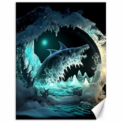 Sculpture Dinosaur Shark Frozen Winter Fantasy Canvas 18  X 24  by Ravend