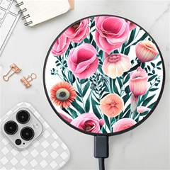 Cheerful Watercolors – Flowers Botanical Wireless Fast Charger(black)