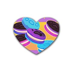 Cookies Chocolate Cookies Sweets Snacks Baked Goods Food Rubber Coaster (heart) by Ravend