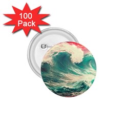 Storm Tsunami Waves Ocean Sea Nautical Nature Painting 1 75  Buttons (100 Pack) 