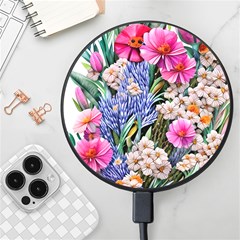 Bountiful Watercolor Flowers Wireless Fast Charger(black)