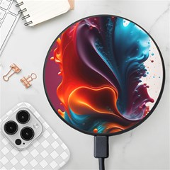 Ai Generated Swirl Splash Blaze Design Art Wireless Fast Charger(black) by Ravend