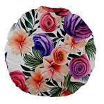 Country-chic Watercolor Flowers Large 18  Premium Round Cushions Front