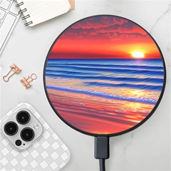 Golden Sunset Over Beach Wireless Fast Charger(black)