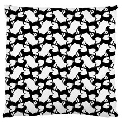 Playful Pups Black And White Pattern Large Premium Plush Fleece Cushion Case (one Side) by dflcprintsclothing