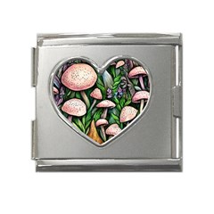 Flowery Garden Nature Woodsy Mushroom Mega Link Heart Italian Charm (18mm)