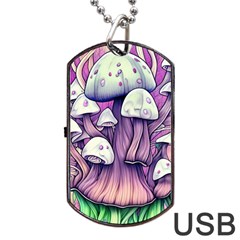 Forestcore Mushroom Dog Tag Usb Flash (two Sides) by GardenOfOphir