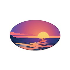 Sunset Ocean Beach Water Tropical Island Vacation Sticker Oval (10 Pack) by Pakemis