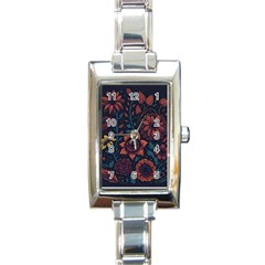 Flower Art Drawing Painting Spring Rectangle Italian Charm Watch