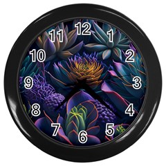 Ai Generated Succulents Flowers Wall Clock (black) by Semog4