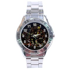 Abstract Visualization Graphic Background Textures Stainless Steel Analogue Watch