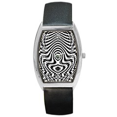 Monochrome Symmetry Abstract Barrel Style Metal Watch