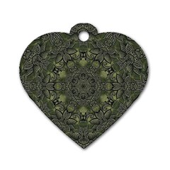 Mandala Rosette Kaleidoscope Floral Background Dog Tag Heart (two Sides)