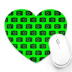 Modern Chic Vector Camera Illustration Pattern Heart Mousepad by GardenOfOphir