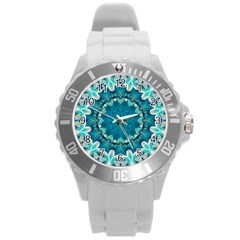 Kaleidoscope Mandala Ornament Round Plastic Sport Watch (l)