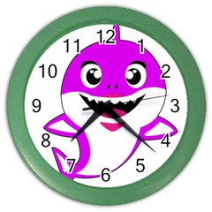 Purple Shark Fish Color Wall Clock by Semog4