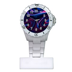 Purple Blue Swirl Abstract Plastic Nurses Watch