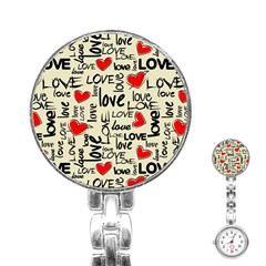 Love Abstract Background Textures Creative Grunge Stainless Steel Nurses Watch