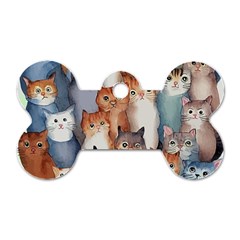 Cats Watercolor Pet Animal Mammal Dog Tag Bone (two Sides)