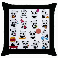 Playing Pandas Cartoons Throw Pillow Case (black) by Semog4